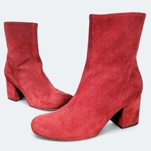 Free People Red Suede Women's Boots Size 36 Casual Booties Christmas